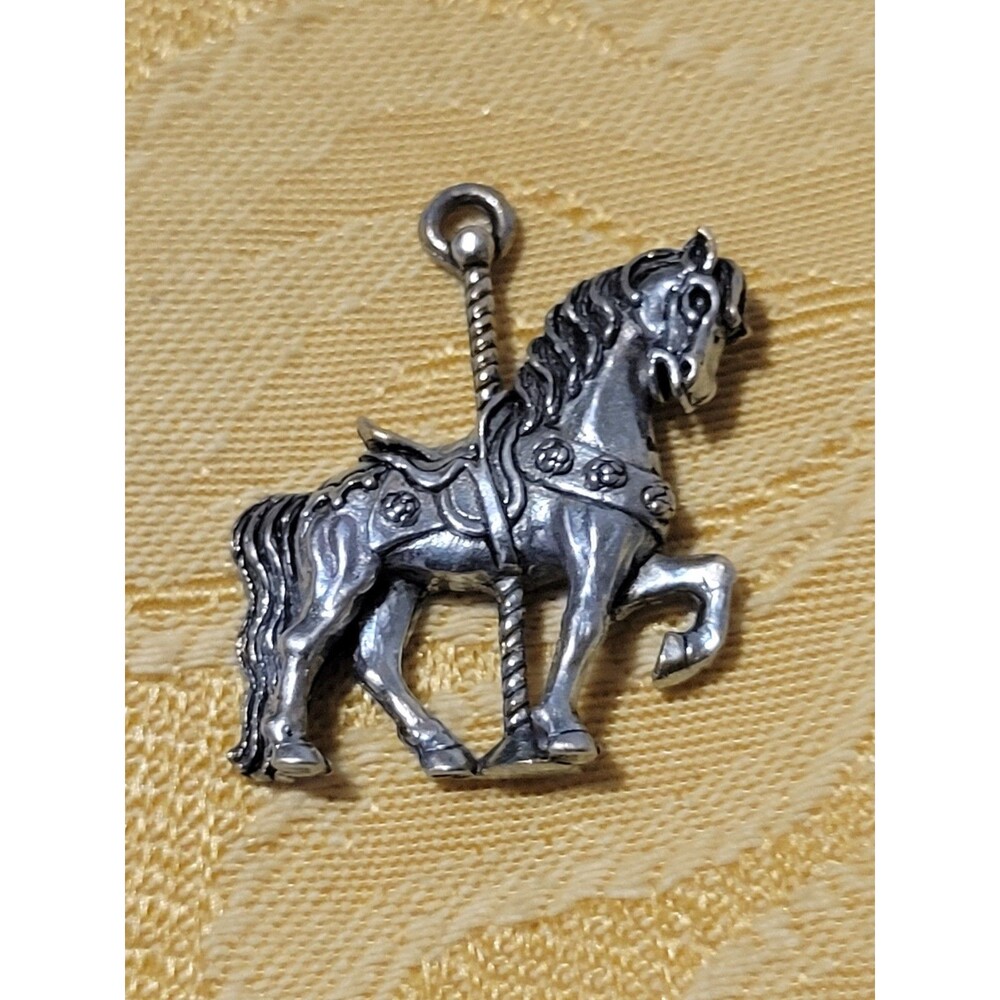 Vintage Pewter Carousel Horse Charm Signed RP G&S ©1989 1" Tall Handcrafted